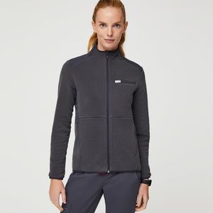 Figs On-Shift™ Fleece Jacket Deep Charcoal XS; NEW with tag in original wrap
